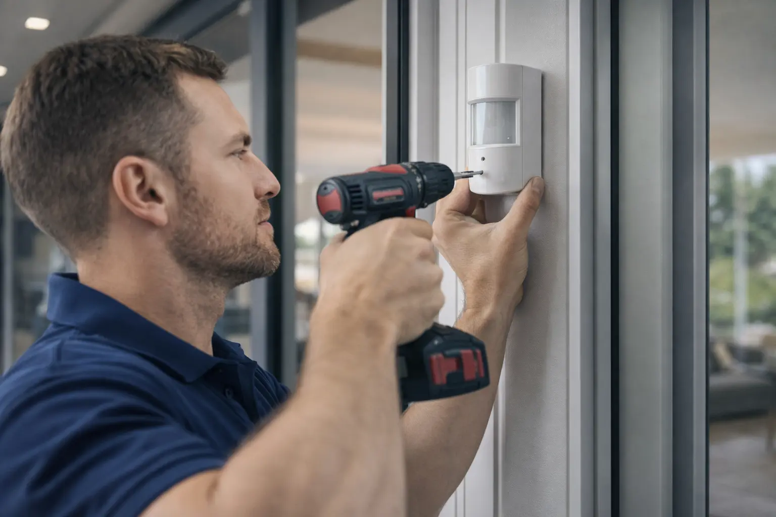 Técnico instalando sistema de alarma en Marbella